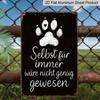 2D Flat 1pc German & English Pet Memorial Aluminium Plaque - Vintage Black & White Paw Print Sign with "Even Forever Wouldn't Have Been Enough