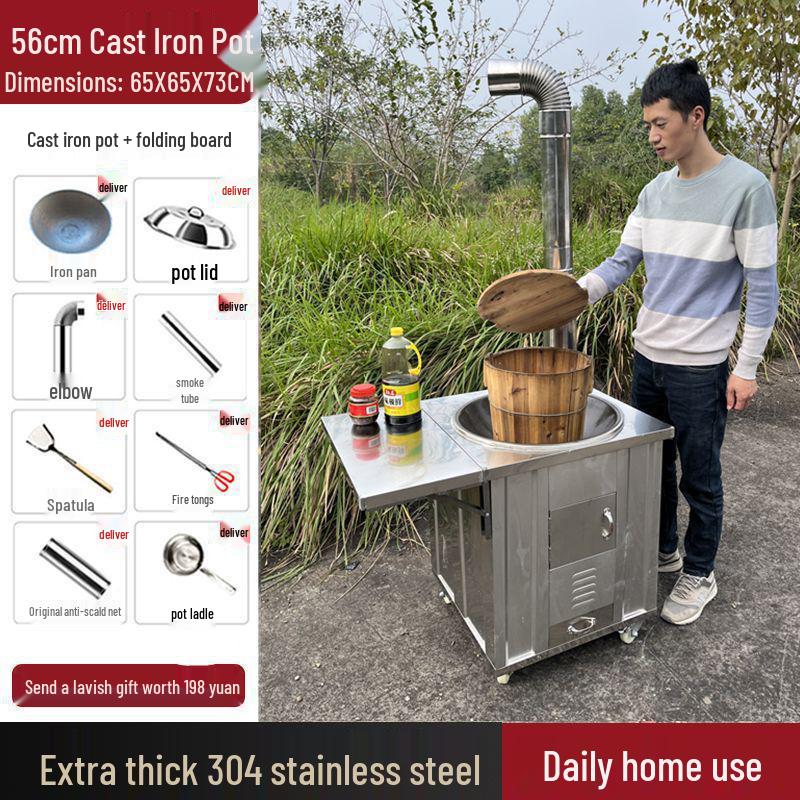 Smoke-Free Stainless Steel Wood-Burning Firewood Stove for Outdoors