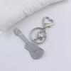 Guitar Pendant Keychain with Shimmering Stones Metal Keyring Sweet Cool Girls Key Chain Lightweight Jewelry for Bag