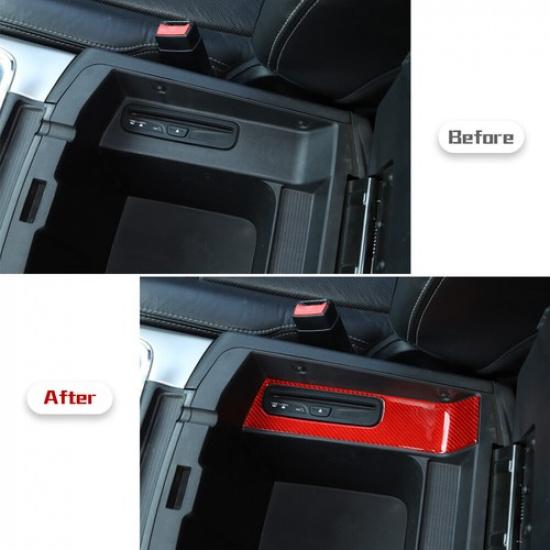 CD Switch Button Cover Trim Decor Sticker for Dodge Ram 2010-15 Red Carbon Fiber