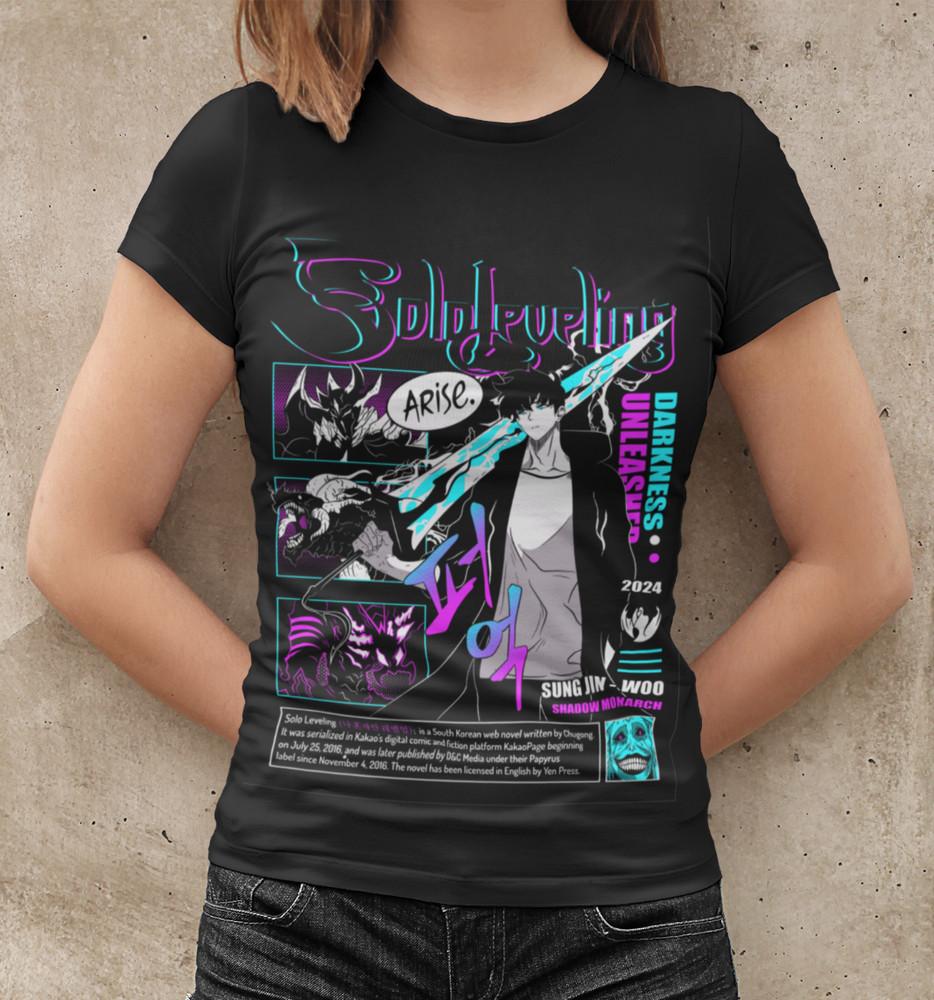 Solo Leveling Sung Jin Woo Anime Kajiu Monarch Damen Tailliert S-XXL Baumwolle