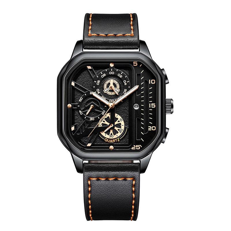 Square Men S Watch Fashion Watch Double Dial Temperament Student Watch
