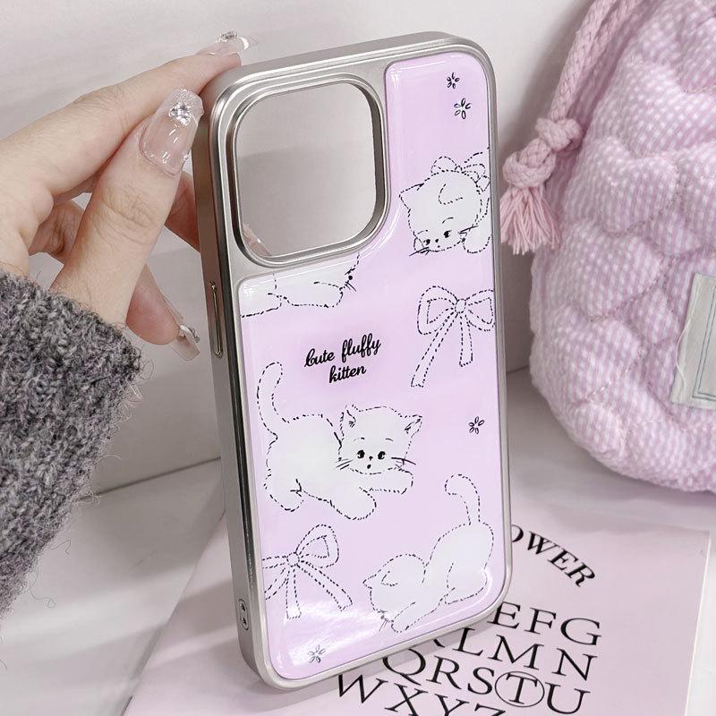 iPhone 16 Pro Electroplated Silver Edge Case, Compatible with iPhone 15, 14 Pro Max, Huawei P70