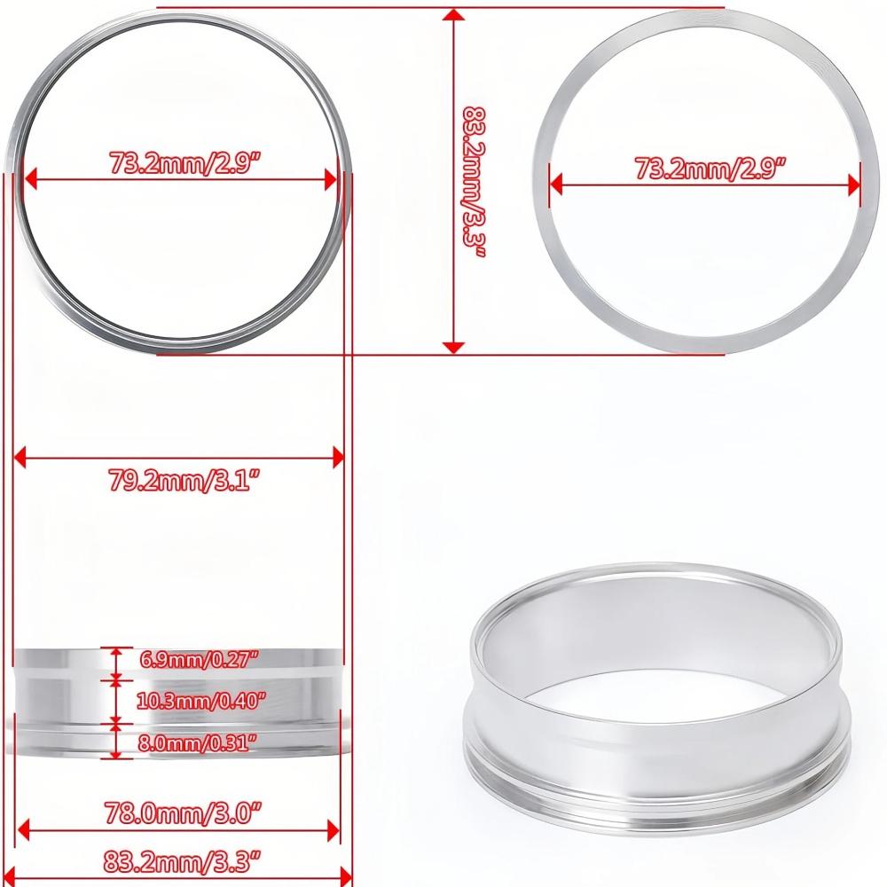 For Turbo Intake Pipe 2"/2.5"/3"/4" Aluminum Exhaust HD V-band Clamp w Flange System Assembly Anodized Clamp With Flange Kit