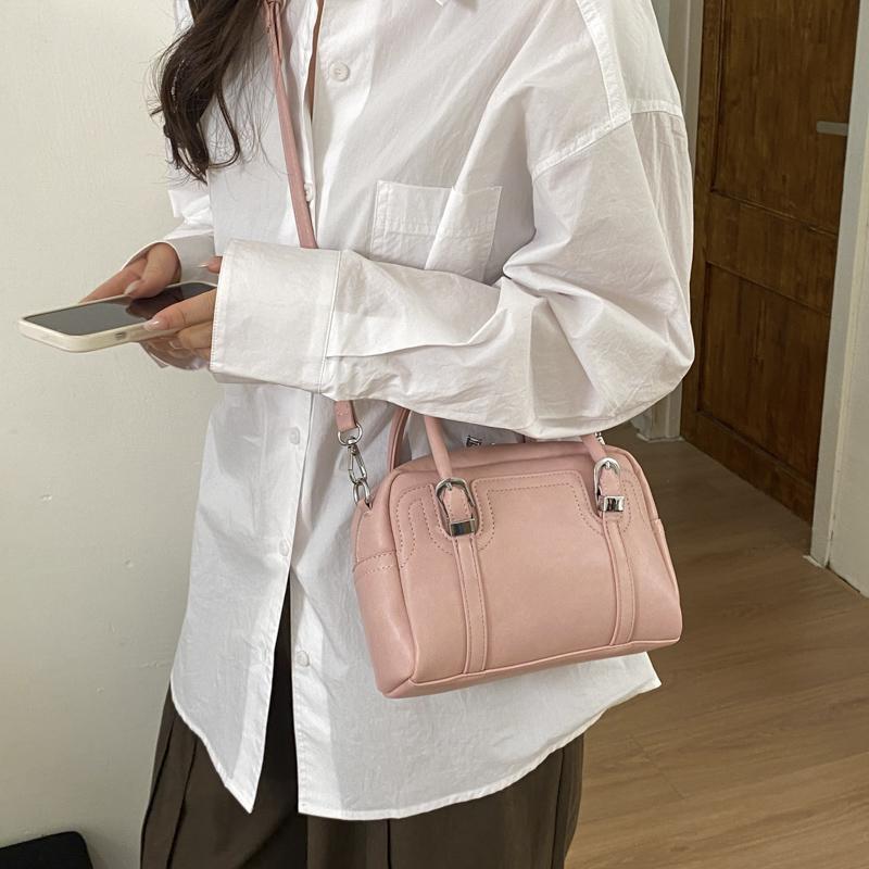 Mini Boston Bag with Dual Top Handles and Detachable Shoulder Strap for Elegant Daily or Evening Use