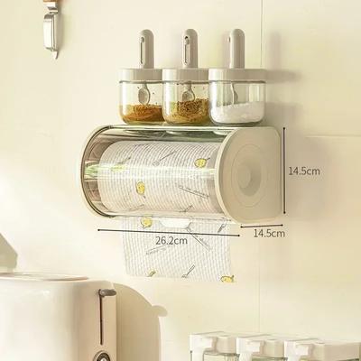 Tissue Rack Toilet Kitchen Roll Paper Storage Box Wall-mounted Tissue Box Punch-free Paper-drawing Storage Rack Dustproof New