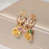 1 Pair Cute Lemon with Heart Shape Zirconia Dangle Earrings for Women Earring Jewelry Party Accessories