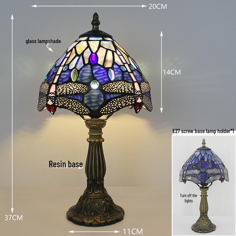 

Вінтажна настільна лампа Tiffany з вітражного скла для приліжкової тумбочки або кафе