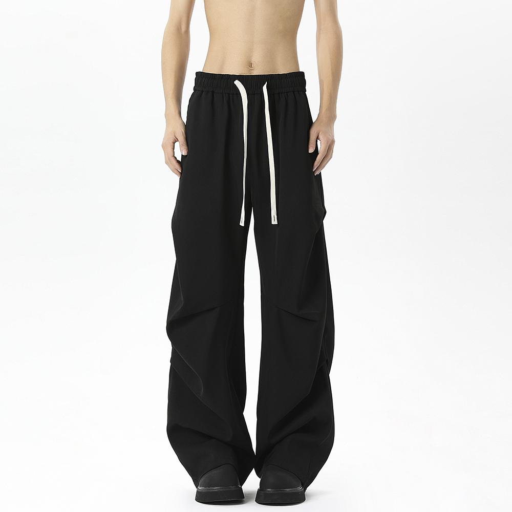 Drape Trousers Men's Spring and Summer Trendy Brand Loose and Versatile Pleated Paratrooper Casual Trousers High-end Black Wide-leg