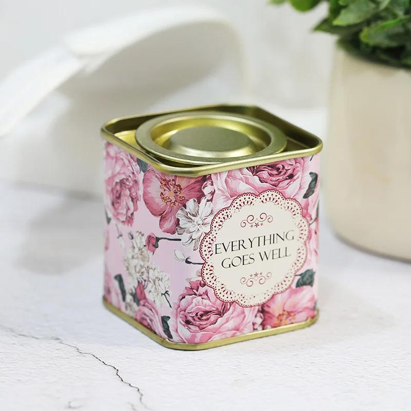 Sealed Storage Box Square Teaware Tea Leaf Can Jar Tin Iron Candy Can Vintage Jewely Box Kitchen Coffee Sugar Container