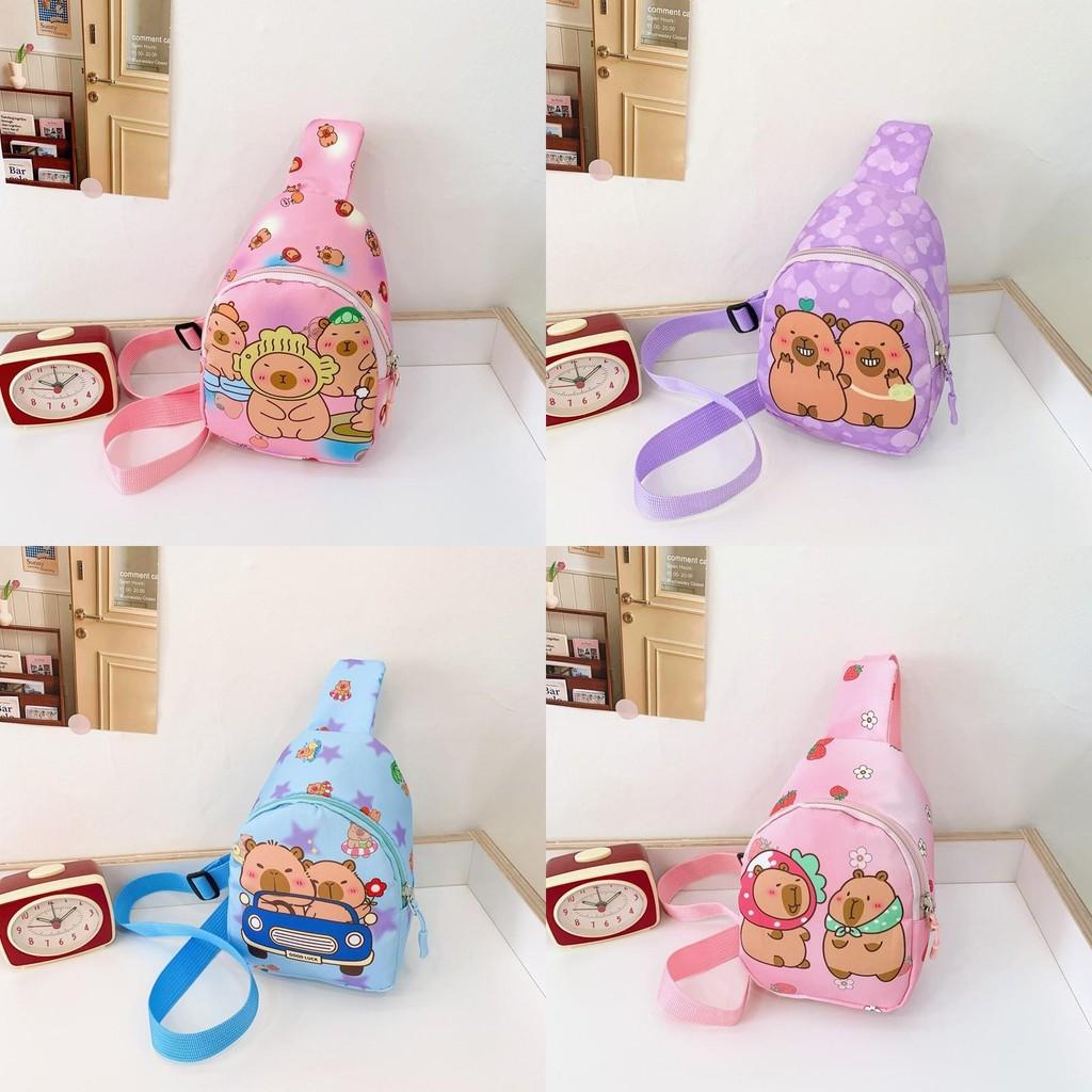 Childrens Crossbody Capybara Bag Cute Cartoon Design Lightweight Material Nylon