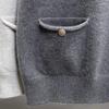 Knitted Sweater Vest Women Gold Buckle O-Neck Sleeveless Chic Red Knit Pullovers Soft Elegant Sweater Fall Winter Vests Clothing