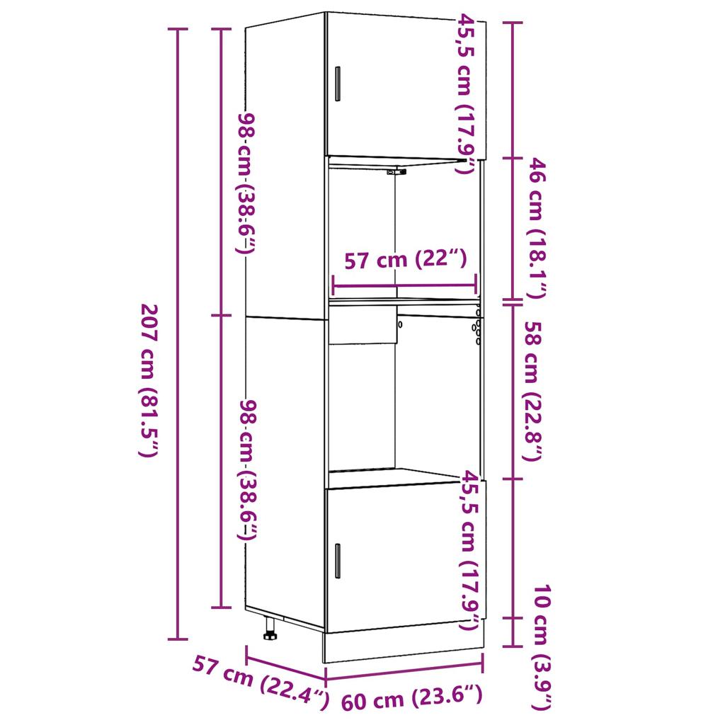 Hanging Cabinet with Shelf Black Oak Effect 60 x 57 x 207 cm
