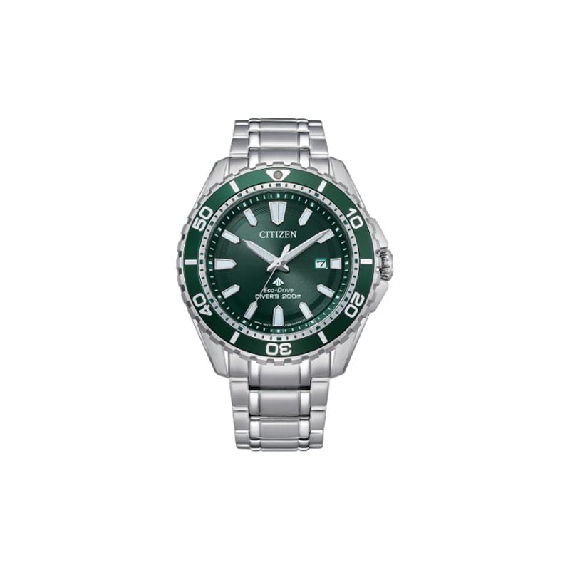

CITIZEN PROMASTER series 200 meters waterproof, light Quartz, Steel Strap, , men s watch, green dial BN0199-53X синій