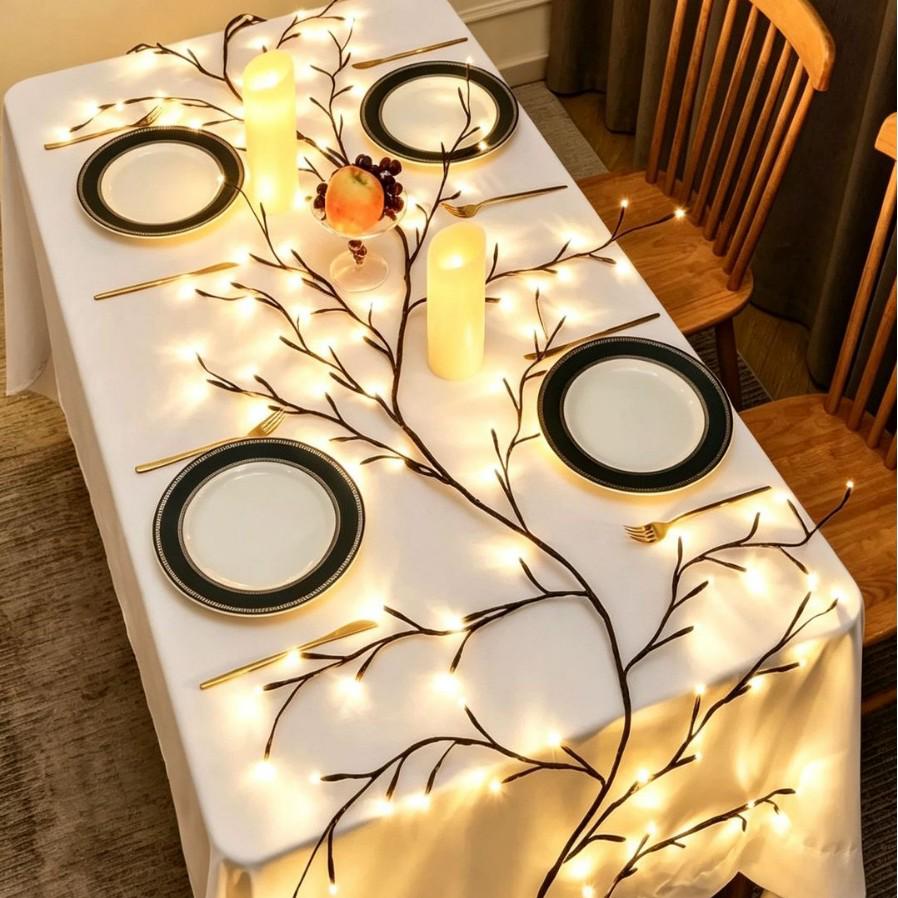 Rattan LED Branch Lights: Romantic Indoor Bendable String Lights for Festive Wall Hanging