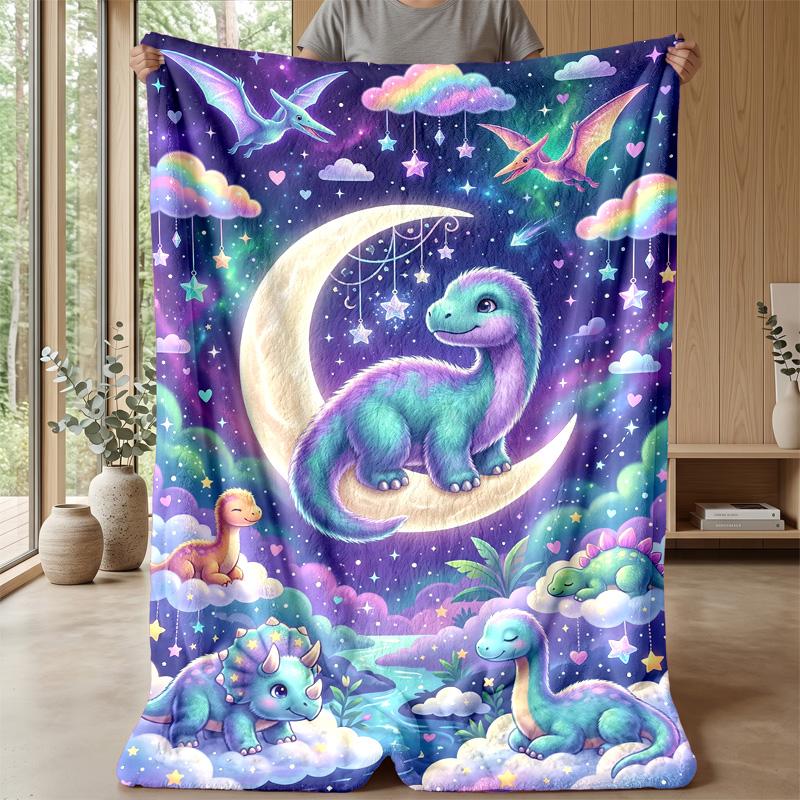 Dinosaur Dreams in the Sky blanket Personalized Name Flannel Blanket Soft Cozy Plush Throw for Sofa Bed Lightweight Home Decor