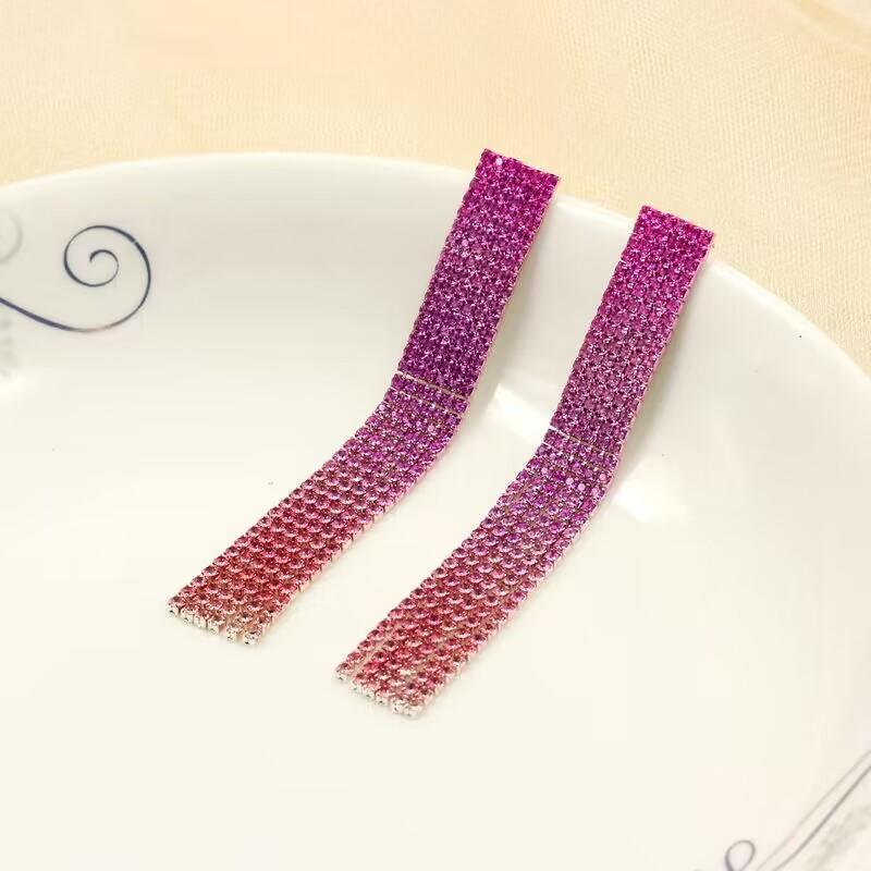 New Luxury Rhinestone Crystal Long Tassel Earrings for Women Bridal Drop Dangling Earrings Party Wedding Jewelry