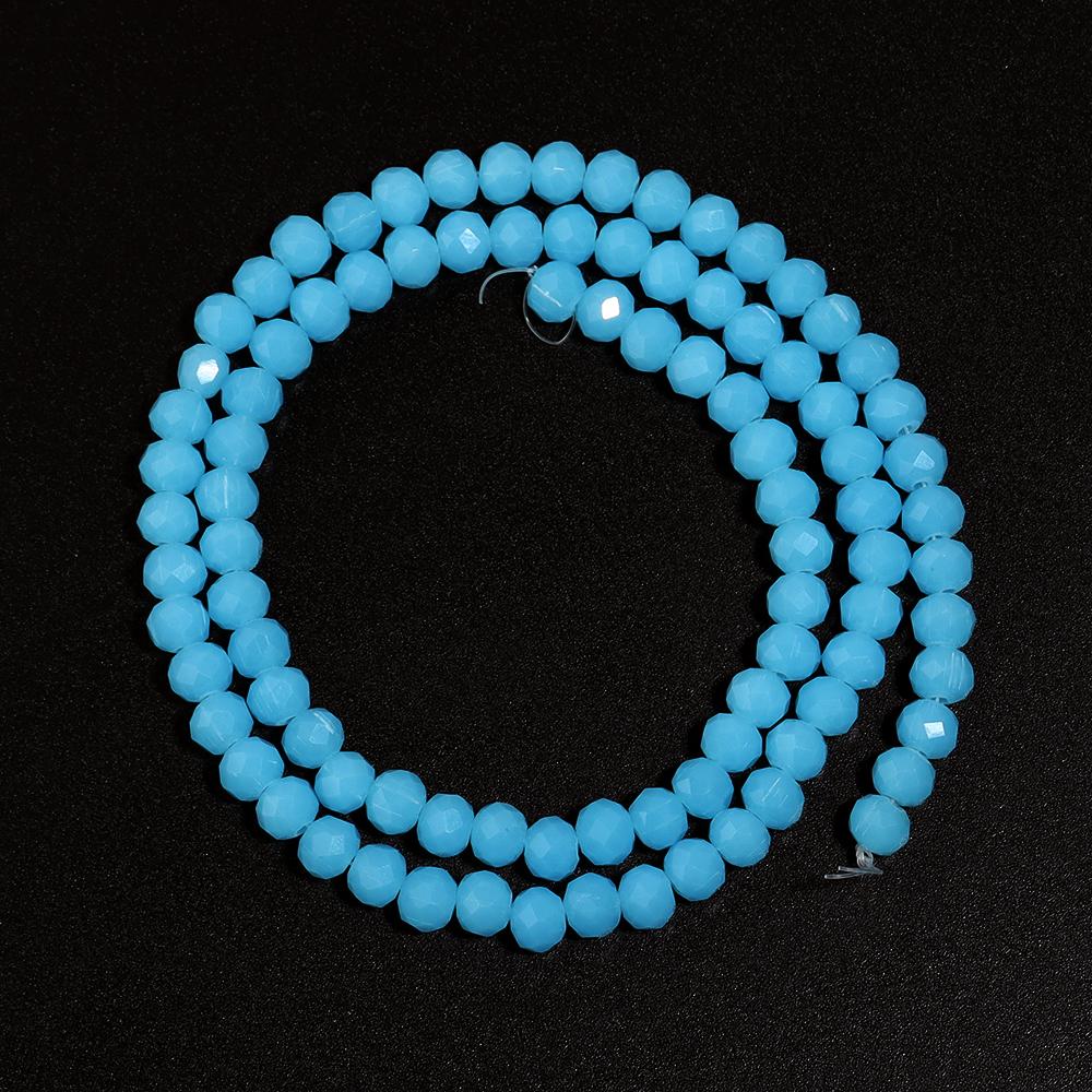 1 Strand 4/6/8/10mm Faceted Crystal Beads Sky Blue Rondelle Glass Loose Beads For Jewelry Making DIY Bracelet Necklace Supplies