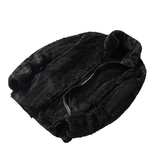 Women's Fuzzy Fleece Jacket Long Sleeve Zip Up Sherpa Coat Soft Stand Collar Fall Outerwear with Pockets