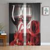 Red Wine Wine Bottle Wine Glass Sheer Tulle Window Curtains For Living Room Bedroom Kitchen Veiling Curtain Home Decoration