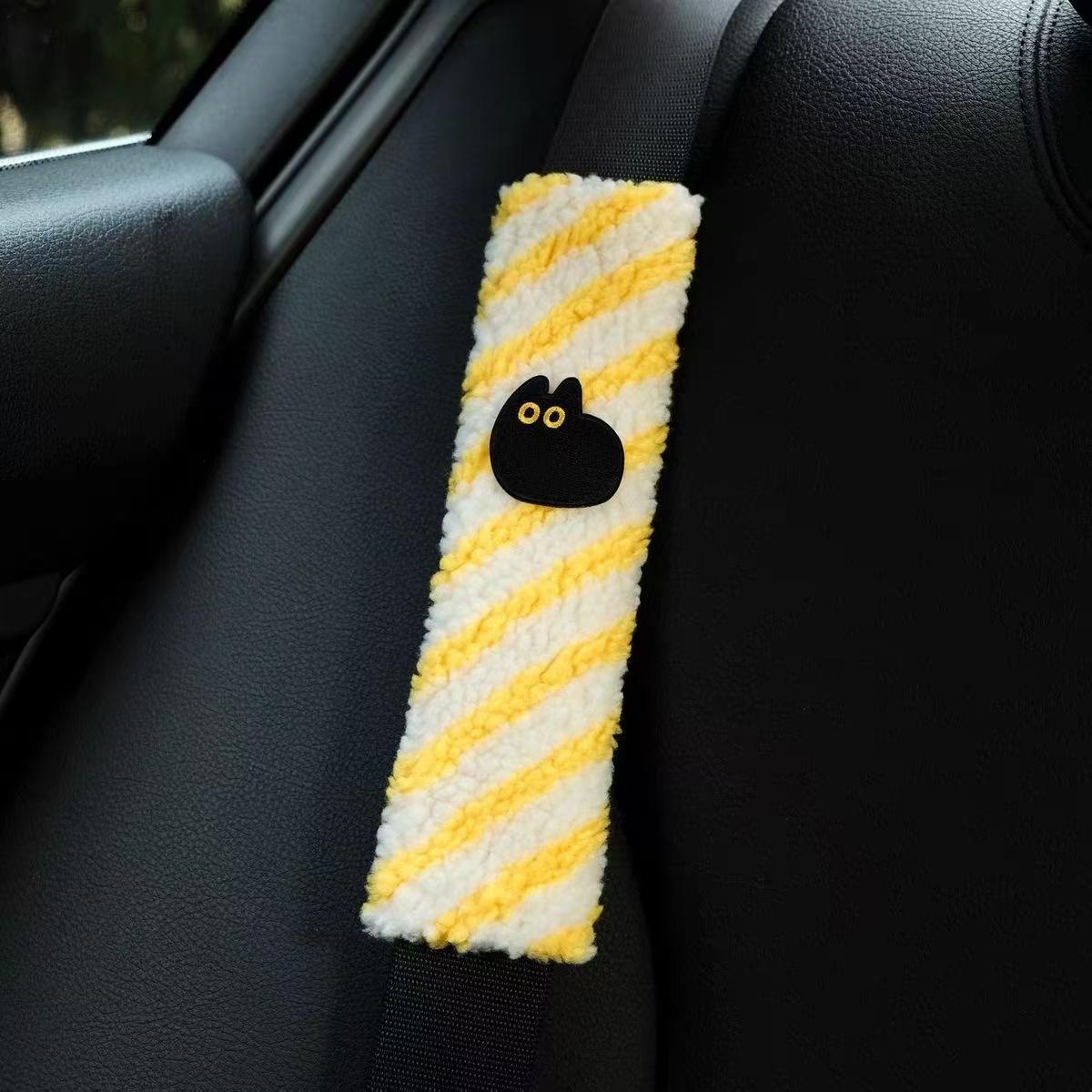 

1PC Car Seat Belt Shoulder Protection Black Crooked Cat Shoulder Protection Cover Car Seat Belt Protection Cover Universal