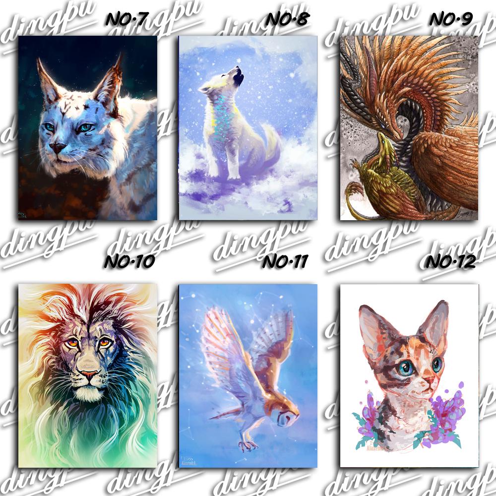 DINGPU 5D DIY Diamond Painting Full Round Rhinestone Animal Diamond Embroidery Cross Stitch Home Decoration