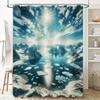 Snowy Mountain Iceberg Shower Curtain Printed Bath Decorations Waterproof Fabric for Home Bathroom Decor White Blue Color 3D Pri