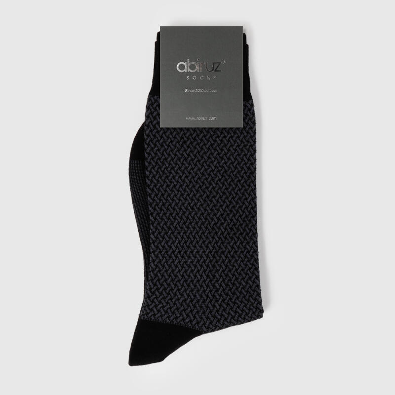 Gentleman s Suit Socks Silk Check Pattern Socks Charcoal HA79 Man(245-285mm)