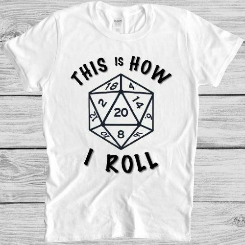 20 Sided Dice T Shirt Dungeons Geek Magic Dragons Retro Vintage Cool Tee M14 XXXL