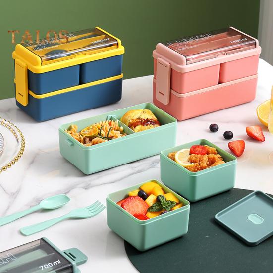 Portapranzo Bento a Doppio Strato per Conservazione Staccabile Durevole Lavoratore d'Ufficio Portatile Contenitore per Alimenti Uso Quotidiano