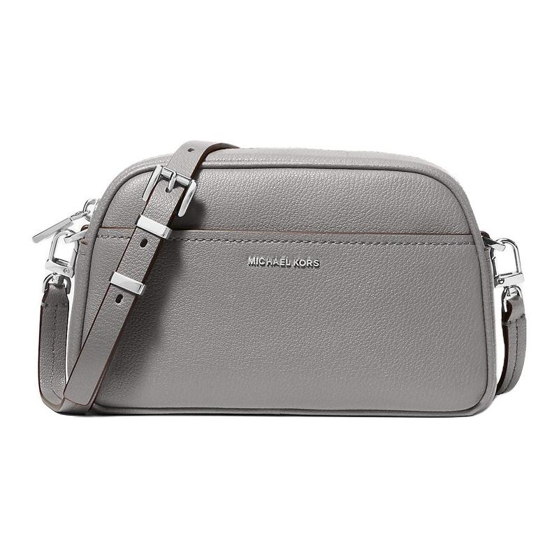 MICHAEL KORS Jet Set Logo Silver Hardware Leather Crossbody Bag Small Women s Storm серебряный
