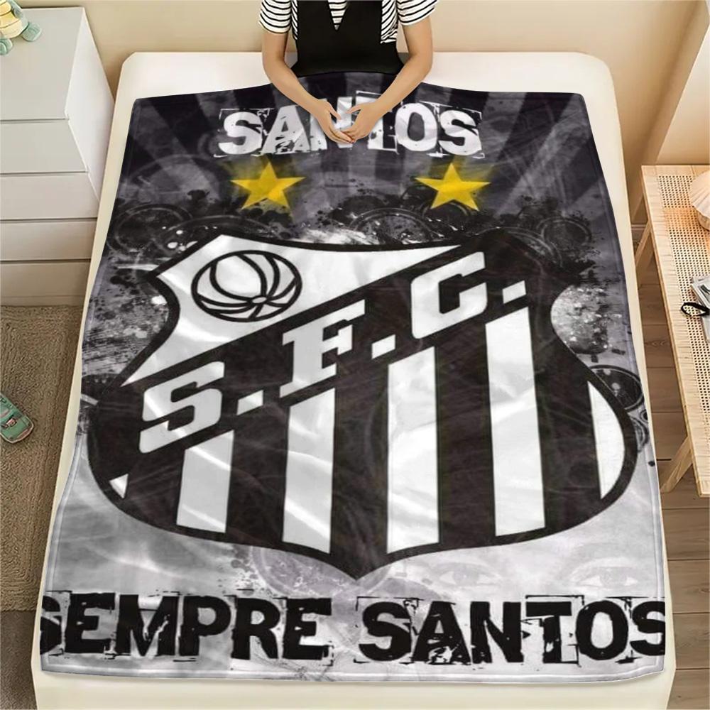 1Pc Santos FC Print Flannel Blanket High Quality Warm Comfortable Cover for All Seasons Perfect for Gifts Home Decor