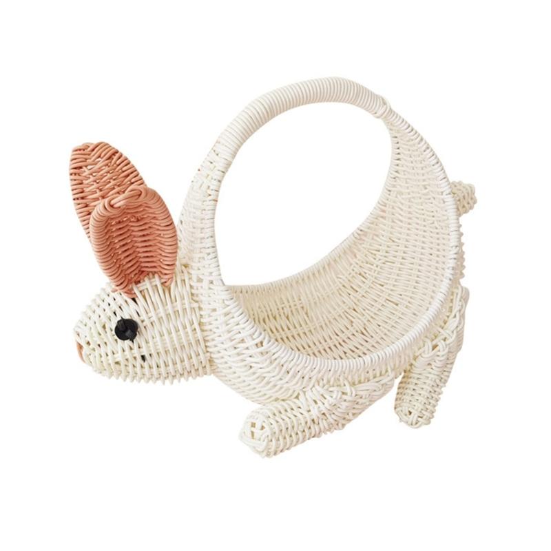 

Unique Bunnies Shaped Plastic Storage Basket Handwoven Storage Case for Fruit Flowers, and Tabletop Organization 1