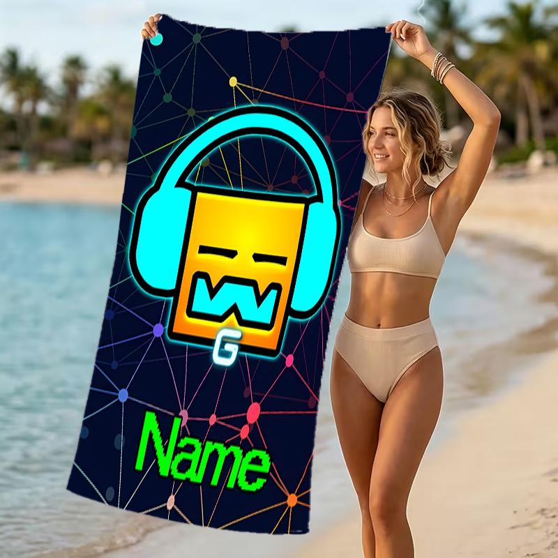 Customizable Personalized Beach Towels Geometry Dash Themed designs.Suitable for the Beach, Yoga, Sports;ideal As Beach Accessories