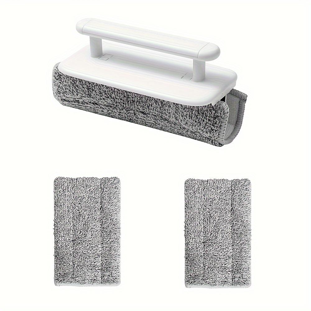 4 Piece Window Groove Cleaning Brush Set with Handle and 3 Microfiber Cloths Easy Glide Squeegee for Home Living Room No Electricity Needed