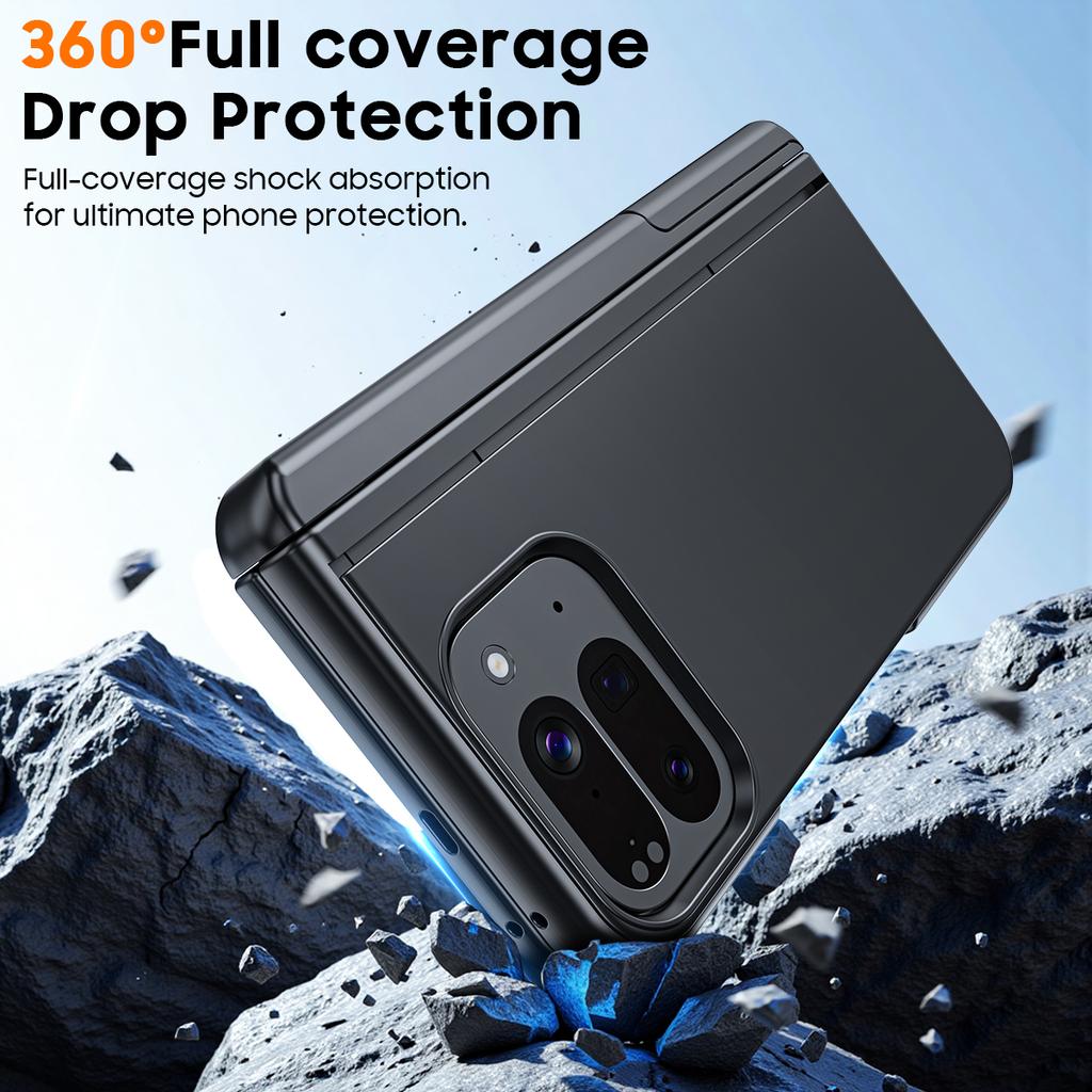 Magnetic for Google Pixel 10 Pro Fold Phone Case with Stand,Fit for Magsafe,Hinge Protection,Built-in Dual Hidden Kickstand,Screen Protector-Black