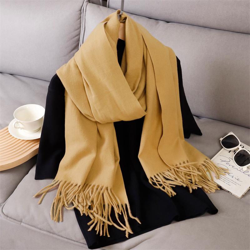 New Winer Poncho Warm Cashmere Scarf for Women Fashion Solid Thick Blanket Pashmina Shawl Wrap Female Bufanda Echarpe Foulard