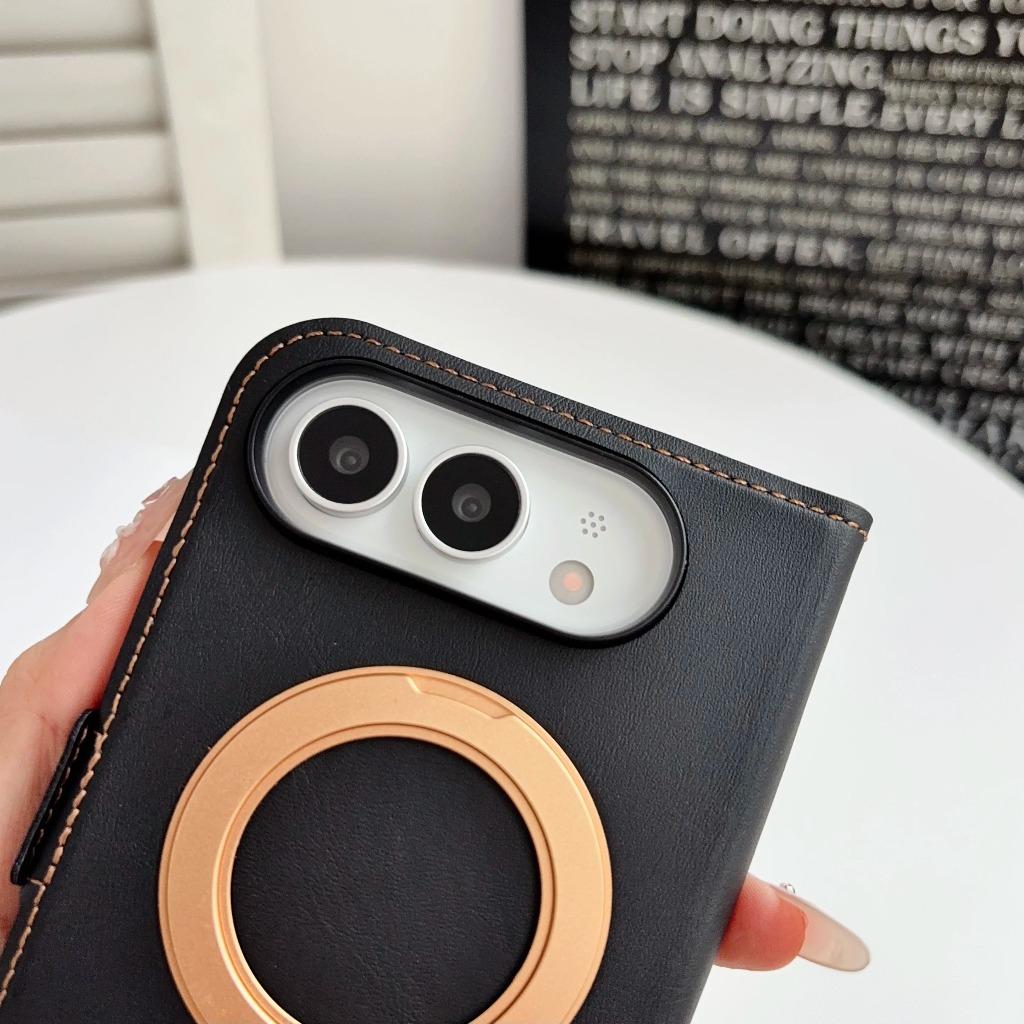 360°Rotating For Magsafe Magnetic Kickstand Phone Case for iPhone Duo Bracket Hinge Protection Wallet Card Slot Holder Cover