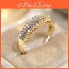 Cubic Zirconia Dazzling Threerow Finger Rings For Women Elegant Gold Color Promise Ring Wedding Band Jewelry Gift