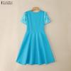 ZANZEA Women Summer Square Collar Casual Short Sleeve Dress