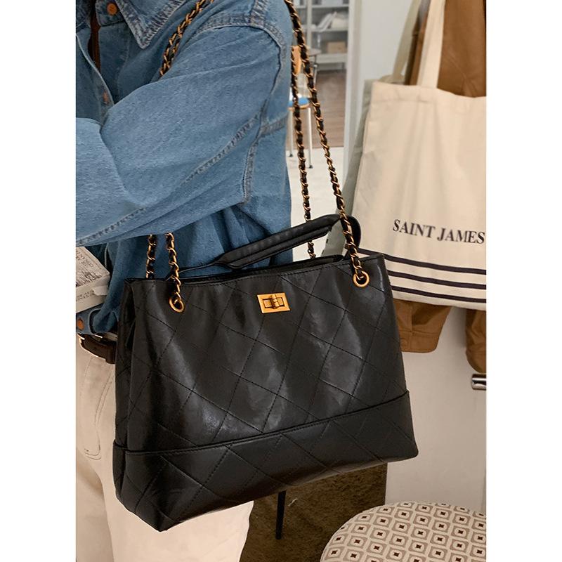 

Сумка-багет на цепочке, Женская сумка, Сумка-тоут, Одноплечевая сумка большой вместимости