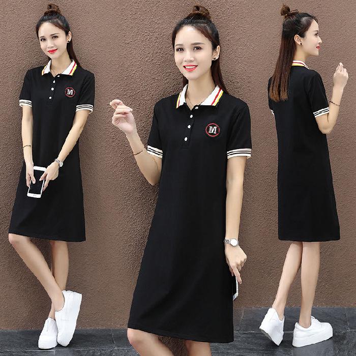 

Women s Summer 2024 Korean-Style Slim-Fit A-Line T-Shirt Dress 2XL чорний