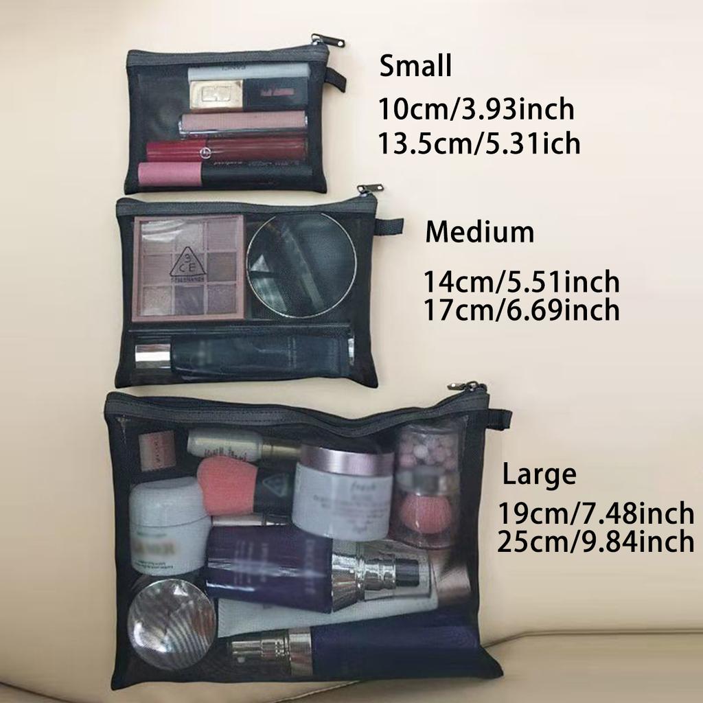Women Mesh Cosmetic Bag Travel Storage Makeup Bag Organizer Female Make Up Pouch Portable Small Large Toiletry Beauty Case