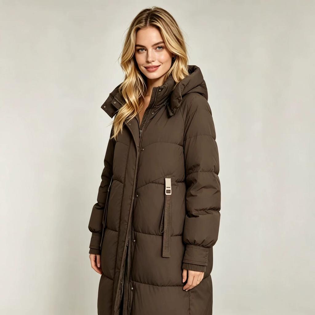 Padded clothes women's medium and long winter new design sense warm thickened padded jacket over the knee versatile hooded jacket