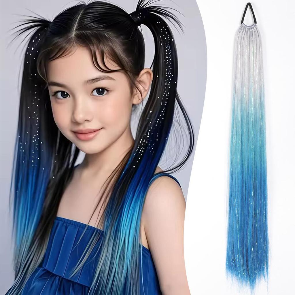 Fialová Červená Růžová Copánková Třpytivá Prodlužovací Gumička do Vlasů Syntetické Pletené Vlasy Pro Děti Dívky Den Šílených Vlasů Odvážné Vlasy