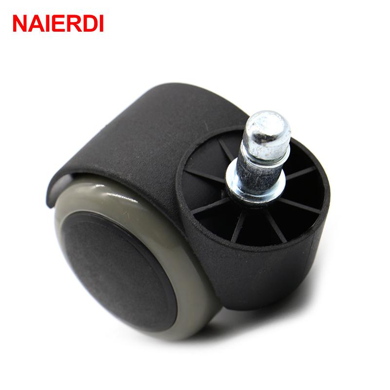 5 ruedas giratorias universales NAIERDI de 2 pulgadas para silla de oficina, herrajes para muebles