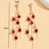 2pcs retro style long style diamond inlaid rose earrings for women's daily dating accessories