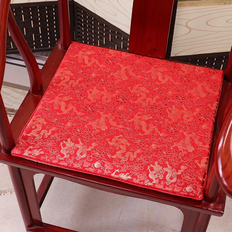 Square Chinese Style Mahogany Sofa Cushion Removable Washable Non-slip Single Seat Cushion Home Chair Pad Soft No Ball No Fading