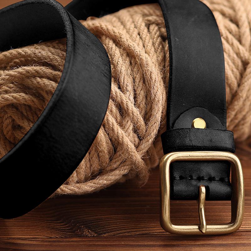 Men's Retro Cowhide Leather Belt, Durable & Versatile for Jeans & Business Attire