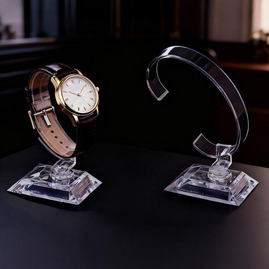 Clear Watch Display Stand Acrylic C Shape Watch Holder Stand Bracelet Bangle Wrist Jewelry Stand for Home Shop Counters Shelves